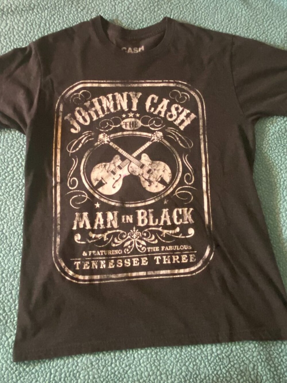 Johnny Cash Man in Black Graphic T-Shirt Size Large